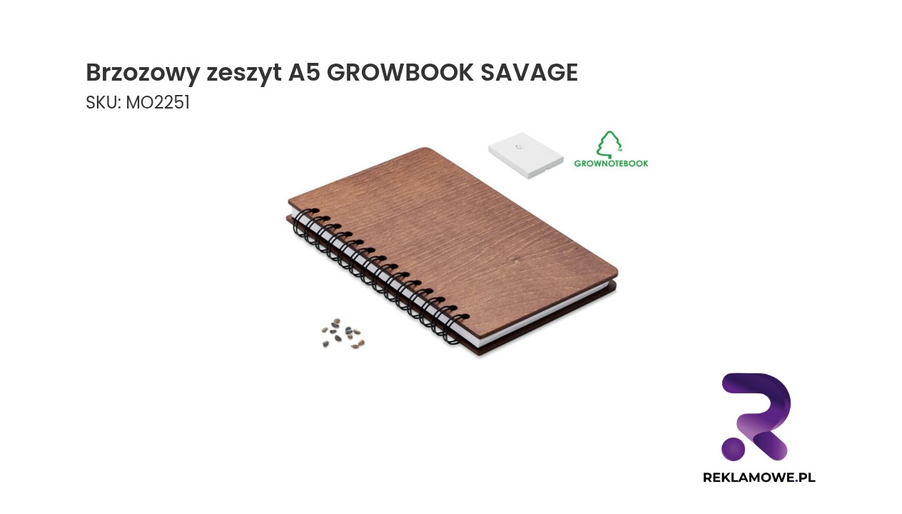 Brzozowy zeszyt A5 ze spiralą marki Growbook Savage