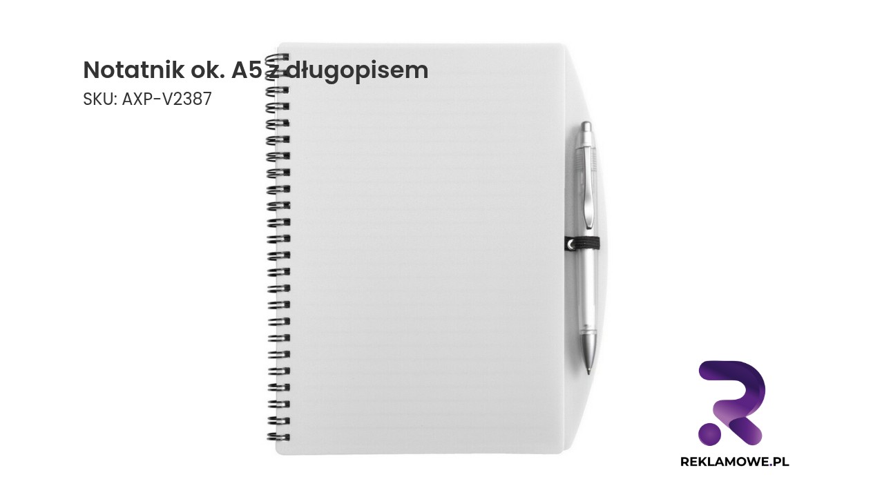 Notatnik około A5 z długopisem