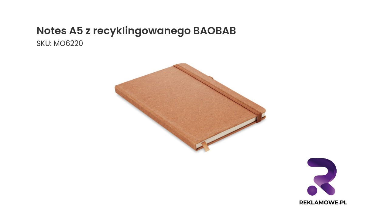 Notes A5 wykonany z recyklingowanego papieru z serii BAOBAB