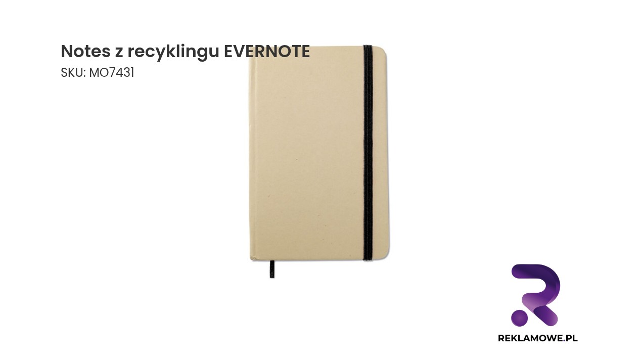 Egzemplarz notesu z recyklingu marki EVERNOTE na biurku