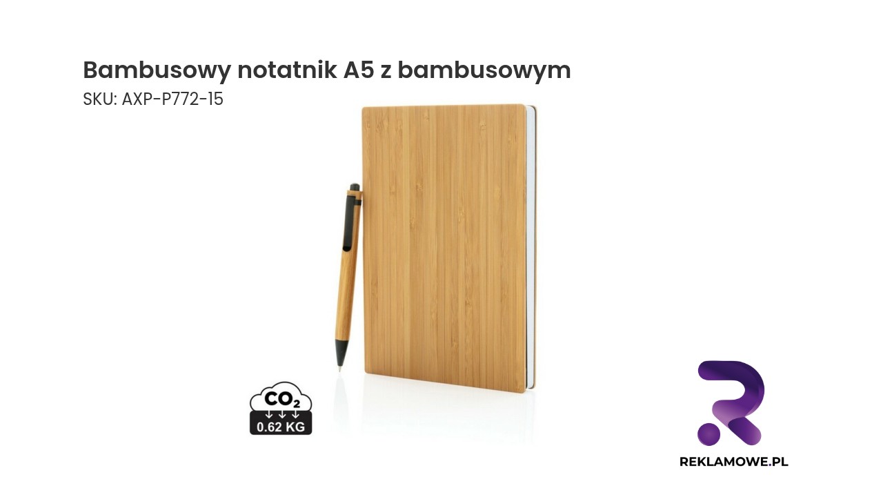 Bambusowy notatnik A5 z bambusowym długopisem Bambusowy notatnik A5 z bambusowym wykończeniem – ekologiczny notes