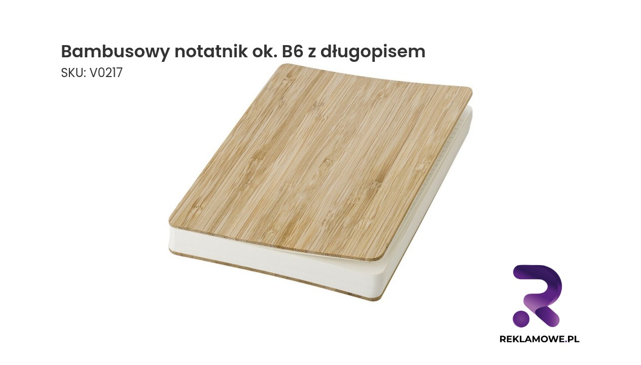 Bambusowy notatnik rozmiar B6 z długopisem