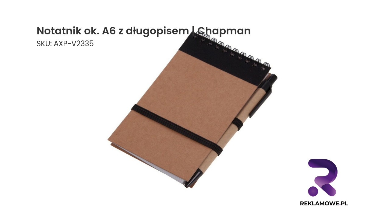 Notatnik ok. A6 z długopisem Chapman – poręczny notes reklamowy z długopisem