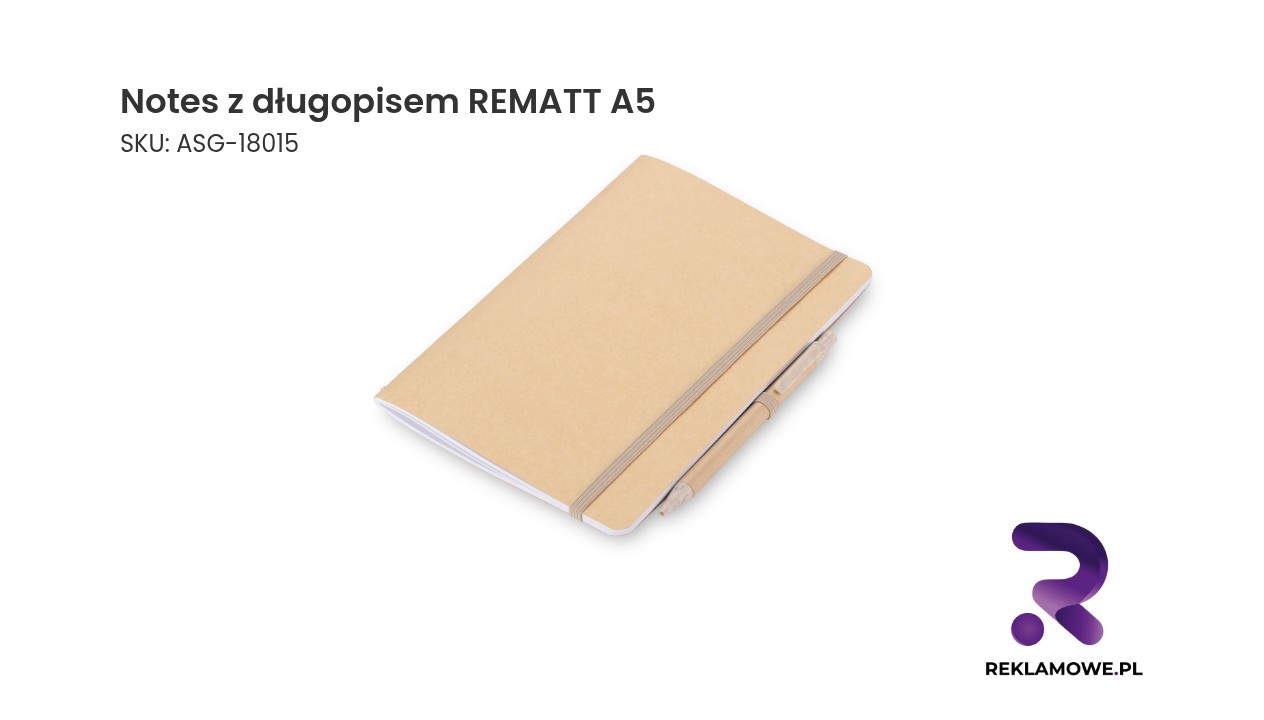 Notes z długopisem REMATT A5 – elegancki notes reklamowy w formacie A5